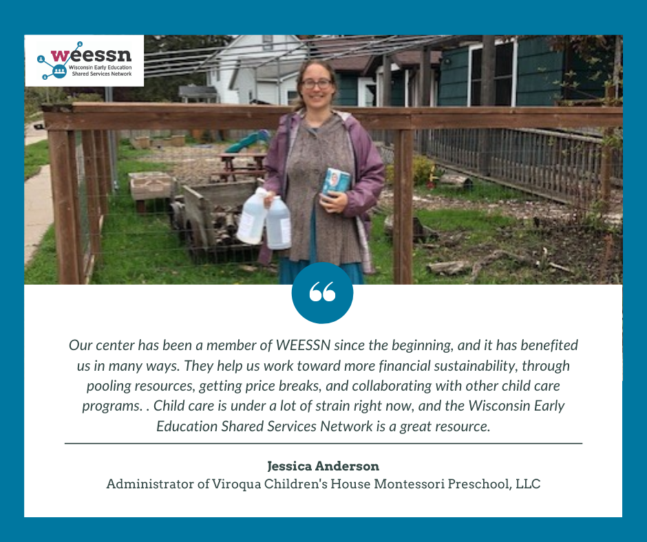 Jessica Anderson, Administrator of Viroqua Children's House Montessori Preschool, LLC receiving PPE delivery from WEESSN.